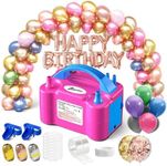 ZEUSRAY Portable Electric Balloon Pump - 110V 600W Dual Nozzle Balloon Inflator Pump with 113 accessories Decorations for Party