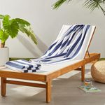 Amazon Basics 100% Cotton Terry Cabana Stripe Pool & Beach Towel, Soft & Absorbent, 2-Pack, Navy Blue, 76 x 152 cm