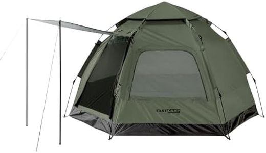 IDOOGEN Instant Tent,Camping Tent for 4 Person,2 Mesh Windows & 2 Doors,Hexagonal Design,Easy Set Up Tent with Vestibule & Rainfly, Ideal for Family Camp, Road Trip, Outdoor Activity (Khaki)