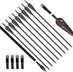 ARCHERY SHARLY 31" Carbon Hunting Arrow for Compound & Recurve Bow and Longbow with 4Inch Turkey Feather Fletching, Targeting Practice Arrows with Removable Tips and Adjustable Nocks (12 Pack)