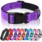 HEELE Dog Collar, Reflective Dog Collar, Soft Neoprene Padded Breathable Nylon Pet Collar Adjustable for Small Medium Large Dogs, Purple, M(34-52cm)