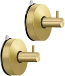 Suction Hooks, 2 Pack Vacuum Suction Cup Hooks for Shower Stainless Steel Shower Hooks Holders Towel Hooks Wall Hanging Hook Heavy Duty Hooks for Bathroom Kitchen（Gold）