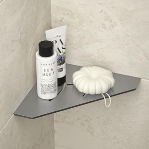 Bernkot Corner Shower Shelf 10" Gunmetal 304 Stainless Steel Pentagonal Corner Shelf Recessed Bathroom Shower Shelf, No Drilling