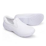 Hawkwell Women's Slip on Lightweight Nursing Shoes Comfortable Slip Resistant Work Shoes, White Synthetic Leather, 8 M US