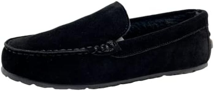 Clarks Men's, Plush Fur Venetian Slipper, Black, 10 Wide