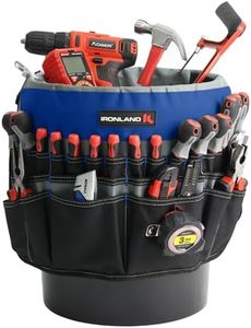 IRONLAND Bucket Tool Organizer Fit 3.5-5 Gallon Bucket, 51 Pockets, Bucket Tool Caddy Organization for Garden, Construction, Carpenter, Electrician, Builder Blue & Black