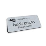 Customised Print Hello My Name is Badge Brushed Silver/Black 76 x 32 mm Dementia Friendly Doctor Student Doctor GP Healthcare Assistant Nurse Practitioner Clinical Medical