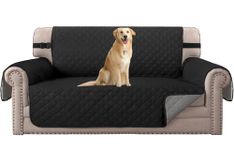 H.VERSAILTEX Sofa Covers 2 Seater Couch Covers Oversized Loveseat Sofa Cover Water Resistant Furniture Cover for Pet Dog (Seat Width: 54", Black/Grey)