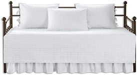 Comfort Spaces Daybed Cover - Luxe Double Sided Quilting, All Season Cozy Bedding with Bedskirt, Matching Shams, Kienna White 75"x39" 5 Piece