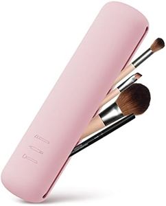 BEZOX Trendy Makeup Brush Holder - Silicon Makeup Brush Travel Case, Sleek Travel Make Up Brush Holder for Women, Waterproof Makeup Brush Travel Holder for All Your Brushes(Pink)