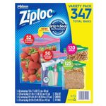 Ziplok Variety Pack, Gallon, Quart, Snack & Sandwich Bags Variety Pack 347)