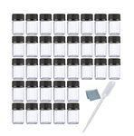 ELFENSTALL- 50pcs 2ml Empty Mini Clear Glass Bottles Container Jars Small Samples Vial with Orifice Reducer and Black Caps for Chemistry Lab Essential Oil Perfume Sample Liquid