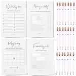 Baby Shower Games Bundle - 4 Baby Shower Games for Boy or Girl, 30 Sets, 30 Baby Shower Pencils - Double Sided Cards - Minimalist