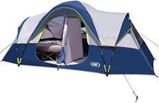 UNP Camping Tent 10-Person-Family Tents, Parties, Music Festival Tent, Big, Easy Up, 5 Large Mesh Windows, Double Layer, 2 Room, Waterproof, Weather Resistant, 18ft x 9ft x78in (Dark Blue)