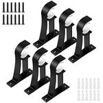 TOKPLNU Curtain Rod Bracket, Black 6 Pack Curtain Rod Holders Heavy Duty Curtain Rod Hooks Hangers for 1 Inch Drapery Rods, Single Curtain Rod Hanging Brackets for Wall