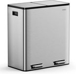 VonHaus Double Recycling Bin 60L for Kitchen - Stainless Steel Recycling Bin with Two Compartments - 2 x 30L Removeable Inner Bins Dual Waste Bin with Pedal Feet - Dual Recycling Bin for Kitchen