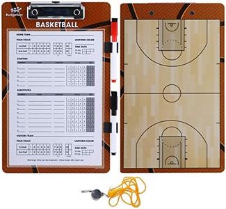 Basketball Clipboard Dry Erase for Coach– Double Sided Lineup Basketball Whiteboard for Coaches with Whistle and Dry Erase – Coaching Equipment Playbook Board Gear - Basketball Coaching Board