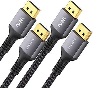 Stouchi DisplayPort Cable 8K 6.6FT, DP 1.4 Cable 8K@60Hz HBR3 4K@60Hz/144Hz/120Hz 5K@60Hz 2K@165Hz/240Hz Support FreeSync G-Sync HDR10 Display Port for Gaming Monitor Graphics Card- 2 Packs