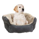 SPOT Sleep Zone Small Pet Bed - High Wall, Reversible Cushion Bed for Indoor Cats & Small Dogs, Durable Faux Suede, Machine Washable for Pets Under 10lbs and 15 inches Long - 18x16in, Light Grey