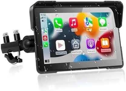 YHTIMIOX Motorcycle CarPlay Screen, 7 Inch Waterproof Touchscreen, Portable Carplay & Android Auto GPS Navigation Screen for Motorbike,Support Dual Bluetooth, Car GPS, Siri, G00gle Assistant, TF-128G