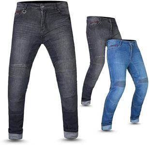 Tornado Thunder Men’s Motorcycle Jeans – CE Level 2 Armoured, Aramid Lined, AA Rated – Protective Riding Pants with Knee & Hip Pads – 12oz Heavy-Duty Denim (UK, Waist & Inseam, 46, 32, Black)