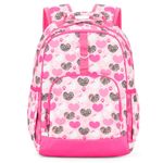 Choco Mocha 17inch Elementary School Backpack for Kids, Heart-hot Pink, 17 inch, Classic