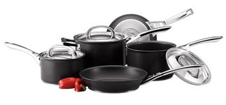 Circulon Infinite Induction Hob Pan Set of 5 - Non Stick Pots and Pans Sets with Stainless Steel Lids & Handles, Premium Dishwasher Safe Cookware, Black