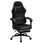 T-THREE.High Back Ergonomic Computer Chair,Gaming Chair,Office Chair,Desk Chair,Swivel Chair,Racing Chair,Adjustable Lumbar Support and Headrest,Withstands up to 150 Kg,With Footrest(Gray)