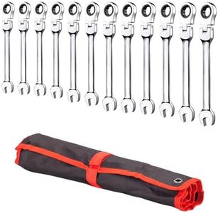 12-Piece Flex Head Ratcheting Wrench Set SAE, Size Covers 1/4”-7/8”, 72 Tooth Ratcheting Wrench, Cr-V Combination Wrench with Organizer Bag