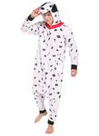 Kidukso Adult Spotted Dog Onesie Animal Dalmatian Dog Costume Cartoon Dog Pajamas Halloween Cosplay Sleepwear for Women Men X-Large White