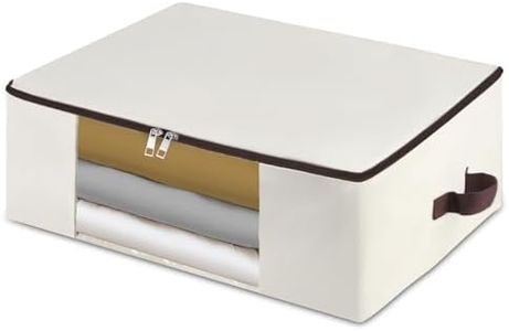 Iwill CREATE PRO 25.5"x17.7"x9" Storage Bag with Clear Window - Foldable Canvas Clothes Organizer for Winter Coats, Blankets, Pillows - Triple-Zip Lockable Design & Handles - Beige (1-Pack)