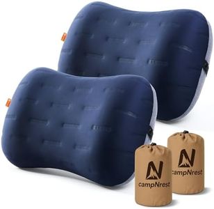 Inflatable Camping Pillow - Ultralight Compact Air Pillow for Travel, Backpacking & Hiking - Ergonomic Neck & Lumbar Support - Portable Inflatable Pillow with Removable Washable Cover - (Blue 2 Pack)