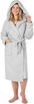 PAVILIA Plush Hooded Robe For Women | Light Grey, Fluffy Soft Bathrobe With Hood | Fuzzy Warm Spa Robe, Cozy Fleece Long Robe | Satin Trim, Large-X-Large