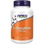 Now Foods, L-Citrulline, 750mg, 90 Vegan Capsules, Amino Acid, Lab-Tested, Gluten Free, Soy Free, GMO Free