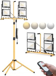 Szwbee 32000 Lumen LED Work Light with Stand & Remote, 4-Head 280W Portable Tripod Light with 16.5FT Cord, 3000K–6000K Adjustable, Waterproof Light for Indoor & Outdoor Job Site Workshop Construction