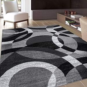 Rugshop Contemporary Abstract Circles Perfect for high Traffic Areas of Your Living Room,Bedroom,Home Office,Kitchen Area Rug 6'6" x 9' Gray