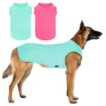 Kickred 2 Pack Dog Shirts, Quick Dry Breathable Dog Clothes Pet Sleeveless Vest, Lightweight Stretchy Tank Top T-Shirts for Large Dogs, Rose Red+Lake Blue (L)