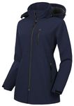 CREATMO US Plus Size Long Rain Coats For Women Womens Spring Jackets Wind Softshell Jacket Women's Waterproof Lightweight Sport Coat With Hooded Hiking Travel Outdoor Navy 4X