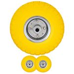 2 x 10" Yellow Sack Truck Hand Trolley Cart Wheelbarrow Solid Rubber Wheel Tyre Tires