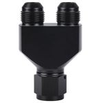 Podavelle 10AN Female to Parallel Dual 10AN 10AN Male Y Block Fuel Fitting Splitter Adapter Connector Aluminum Black