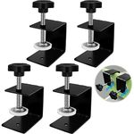 Large Drawer Front Panel Installation Clamps Cabinet Hardware Jig C Clamps 3mm Thicker Drawer Drill Hole Guide U Clamp with Big Silicone Protective Pads(4 Pack)