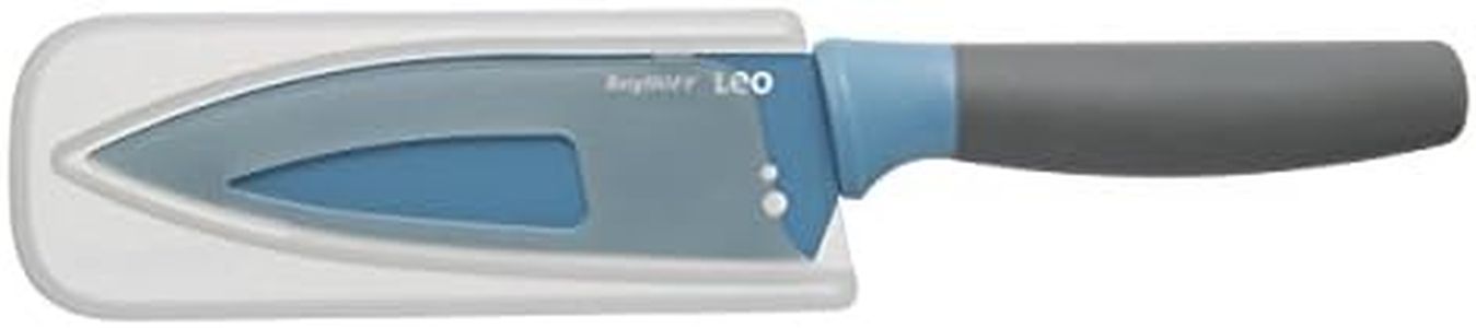 BergHOFF Leo Ceramic Coated Non-Stick Small Chefs Knife with Herb Stripper, 14cm, Stainless Steel, Blue, 6 x 26.5 x 2 cm