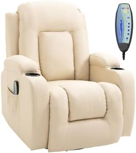 HOMCOM Poltrona Relax Massaggiante Riscaldante, Poltrona Reclinabile in Finta Pelle con 8 Punti Massaggio e Telecomando, 85x94x104cm, Beige