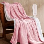 JET'S HOME Heated Blanket 50"x60" - ETL Certified Flannel Electric Blanket Throw Machine Washable Heating Blanket with 5 Heating Levels 3 Hours Auto-Off Overheating Protection Gifts for Women (Pink)