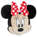 Disney Minnie Mouse 3D Plush Pillow Cushions for Bed, Kids Bedroom Accessories 37 x 35cm - Minnie Mouse Gifts for Girls (Black)