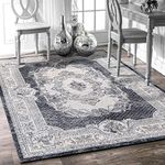 Calore Area Rug Luxury Carpet Large Non Slip Washable Rugs for Living Room Bedroom Kids Nursery [Grey White] [5.3‘ ×6.5’ / 160cm×200cm]