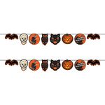 Beistle 2 Piece Retro Vintage Halloween Banners Spooky Decorations for Home and Office, 8" x 6', Black/Orange/Off-White/Green/Yellow