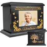 Cremation Urns for Human Ashes - Wooden Urns for Human Ashes Adult Male Female Handmade Tree of Life Urns Box and Casket for Ashes Men Women Pets Urn Burial Funeral Memorial Urns (Black Night)