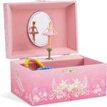 Jewelkeeper Ballerina Jewellery Box for Girls with 1 Pull-out Drawer, Pink Crown Design Music Box, The Swan Lake Tune, Kids Jewellery Box for Girls Birthday Presents