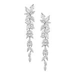 SWEETV Marquise Cubic Zirconia Wedding Earrings for Women Brides, Silver Crystal Chandelier Bridal Drop Earrings for Prom Pageant